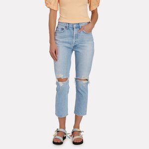 AGOLDE Riley High Rise Cropped Straight Leg Jeans